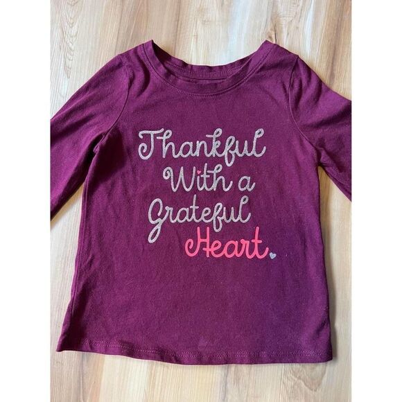 Cat & Jack “Thankful with a Grateful Heart” Girls 3T Long Sleeve - Picture 2 of 5
